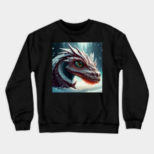 Ancient Red Dragon Raises Head out of Snow Crewneck Sweatshirt